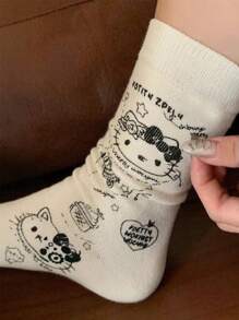 Sanrio 3 Pares de Meias Fofas Hello Kitty, Meias Quentes de Tornozelo para Meninas, Adequadas para Outono/Inverno