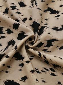 Damen elegantes Leoparden-Muster Trägerkleid mit ausgestelltem Saum & flauschiger Strickjacke Set