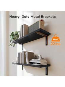 Bathroom Floating Shelves For Wall Mounted Shelf Over Toilet Farmhouse Home Decor Display Shelving Small 16 Inch. - 黑色 - 查看 3
