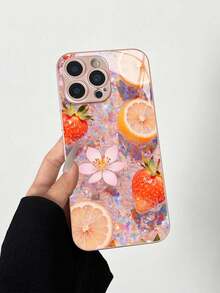 Carcasă de telefon roz, cu model strălucitor, cu halou, cristalin, flori de cireș colorate, gradient strălucitor, compatibilă cu 16 Pro Max/15 Pro/14/13/12 Pro/11/XS Max, Galaxy S25 Ultra/S24/S23/S22 Plus/A54/A55, Redmi Note 13 Pro/14 Pro, 13T Pro - Roz - Vizualizare 9