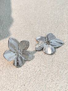 4pcs Elegant Floral Stainless Steel Jewelry Set, Gold Plated Earrings & Bracelet, Sophisticated Gift Set For Women, Valentine's Day