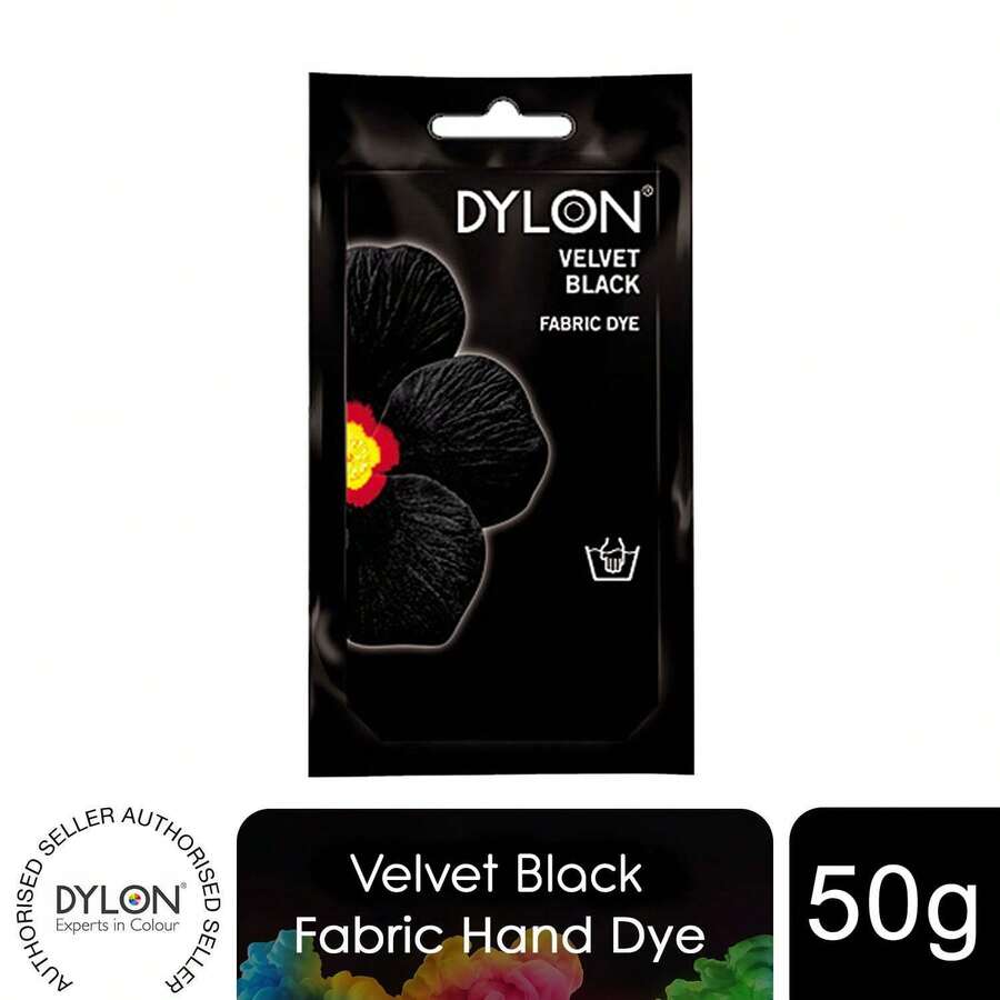Dylon Hand Fabric Dye Sachets 1 Pack 50g Each For Clothes, Home Textiles, Soft Furnishings, Easy To Use For Customising And Refreshing Fabrics At Home - Intense Black - View 1