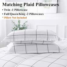 Checkered Comforter Twin (66x90Inch), Black White Plaid Gingham Bed Set, Lightweight Microfiber Geometric Preppy Bedding, 2 Pieces, Bedding F2BF - 06 - 網格 - 白色 - 查看 4
