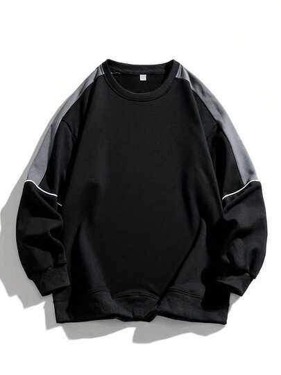 男士运动户外撞色连帽衫，圆领长袖上衣，春秋季百搭，男女皆宜，适合跑步、健身、休闲旅行