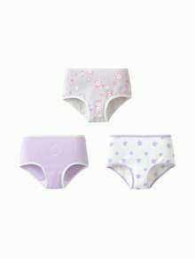 Balabala Girls Cotton Underwear 3 Packs Triangle Panties Anti-Bacterial