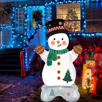 1个特大号站立雪人铝箔气球，圣诞派对装饰，圣诞气球装饰，户外氛围装饰，圣诞装饰