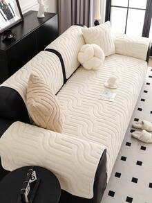 1 pieza Funda de cojín de sofá de peluche, funda de sofá de felpa suave lavable, adecuada para sofá en forma de L, banco y silla, funda de sofá antideslizante, protege las esquinas del sofá, adecuada para muebles de sala de estar, estilo moderno, lavable a máquina