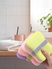 1pc Reusable Exfoliating Soap Saver Pouch,Free Facial Cleaning Tools,Powder Puff, Soap Saver Bag,Soap Bag - Bathing Sponge - Bath Ball - Scrubbing Sponge - Super Soft Scrubbing Sponge/Freezing Rich,Facial Sponge Cleaning And Makeup RemoverSuitable For Knotted Shower Soap Bag For Foaming And Drying - Multicolor - View 9