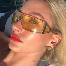 1PC Vintage Metal Frame Fashion Glasses – Stylish Shades For Women – Versatile Accessory For Beach Trips, Camping, Vacation Outfits, And Everyday Wear – Perfect With Summer Dresses, Jackets, Hoodies, And Preppy Back-To-School Styles - 黃色 - 查看 2