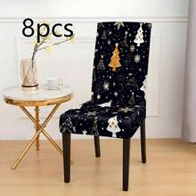 1/4/6/8 Stücke Set, modische Weihnachts-Muster Stuhlbezüge/Bürostuhlbezüge/Esszimmerstuhlbezüge, geeignet für moderne Inneneinrichtung Zuhause, Restaurant und Hotel Dekoration. Die elastischen Stuhlbezüge sind waschbar, ideal als Weihnachtsgeschenke. - Verschiedenfarbig - Übersicht 23