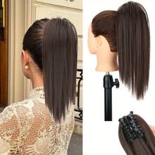 16英寸直发马尾假发片，合成纤维夹式，适合女性日常佩戴 - 彩色 - 查看 15