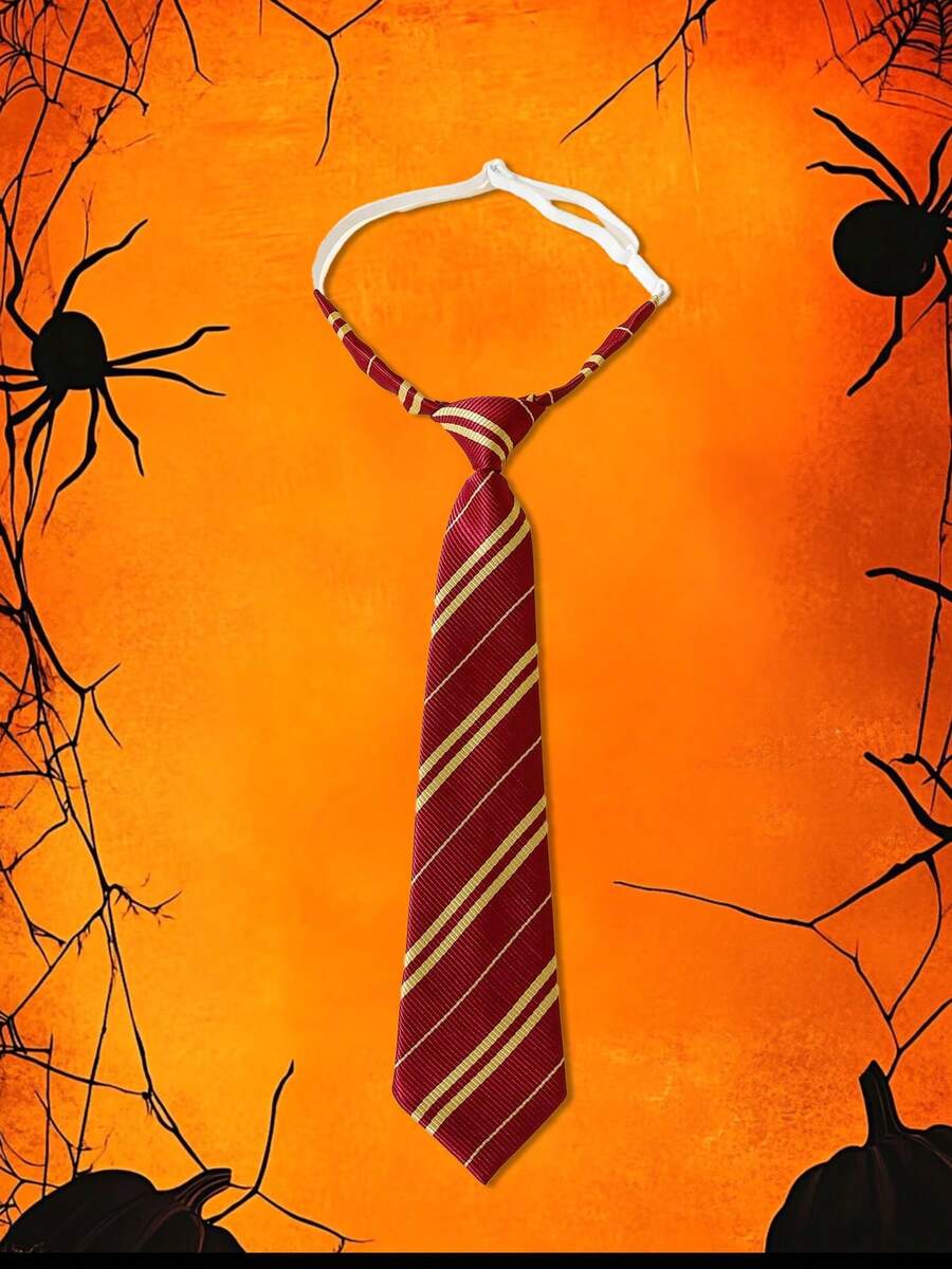 1pc Handmade Polyester Red Striped Arrow Shaped Skinny Tie, Essential For Back To School, Suitable For Halloween Party, Great Gift - Twill Tie - View 1