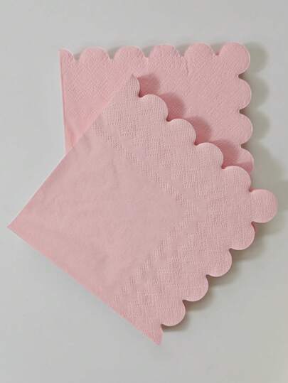 25/50/100 piezas Servilletas de papel de 2 capas de color rosa claro con borde ondulado para cócteles, fiestas, bodas, baby shower, cumpleaños, postre y bebidas, 5 X 5 pulgadas