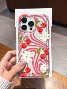 樱花涂鸦油画防摔手机壳适用于 14 Pro Max，新款13、15手机保护壳，ins风，透明，优雅适用于 12/12 Pro、11、XS，防水防震防刮 - 紅色 - 查看 5