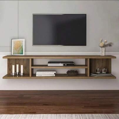 Repisa Flotante O Mesa Tv Moderna Nogal 120cm Des Moderno