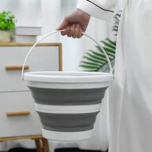1 件带手柄的可折叠塑料桶，可折叠圆形桶，适用于房屋清洁、洗车、洗衣房、浴室、厨房 | 节省空间的户外水壶，适用于花园或露营，便携式钓鱼水桶，供水 - 彩色 - 查看 2