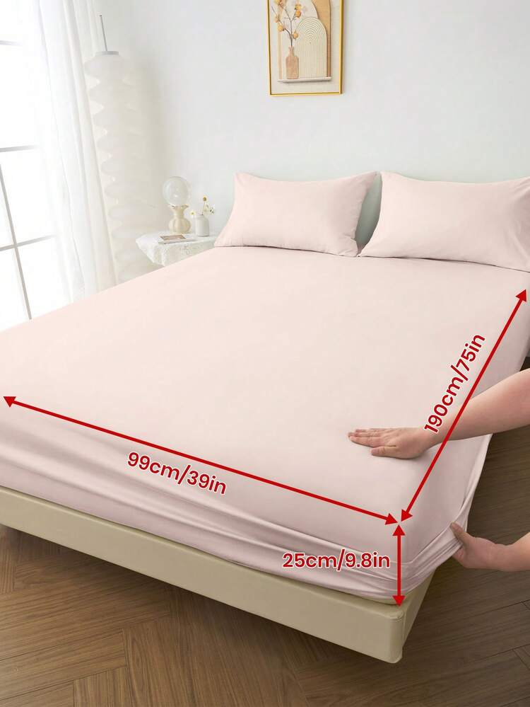 1pc 100% Cotton Fitted Sheet, Bedding, Solid Color Bed Sheet, Cozy Home Textile, Soft And Comfortable Bedding, Breathable And Anti-Pilling Mattress Protector, Fits For Twin Full King Queen All Size Beds, Machine Washable, Reusable, Bed, Room Decor - Multicolor - View 53