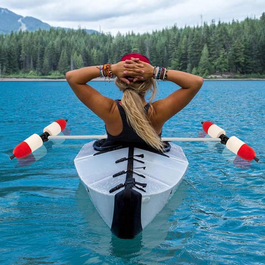 HaroldDol Kayak Outrigger Stabilizer, Kayak Stabilization System, Detachable Outrigger Float Sets, Boat Fishing Standing Float Stabilizer System Set, For Marine Boat Canoe - Red and White - View 1