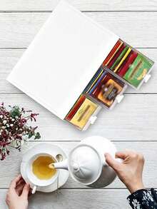 Organizador de bolsitas de té, caja apilable con 3 cajones, soporte de plástico para bolsitas de té, ideal para cocina, despensa, armario y encimera. Organizador multifuncional para cocina y almacenamiento, ideal para el hogar.