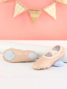 Zapatos de ballet de microfibra para niños, zapatos de danza de suela blanda para niñas de interior, zapatos de práctica, pantuflas de suela plana, cómodos y duraderos - Albaricoque - Ver 6
