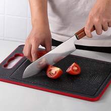 双面不锈钢切菜板，带汁槽和防滑硅胶垫 - 适合家庭和餐厅使用