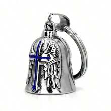 Easypie Selection Campana de motocicleta en forma de cruz - Para motociclistas, conductores y mascotas, colgante para conducir. Campana de buena suerte - A - Ver 9