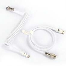 C01Pro Coiled USB C Cable For Gaming Keyboard,Nylon Braided Mechanical Keyboard Cable With Detachable Metal Aviator,Double-Sleeved,Pro Custom Type C Charging Keyboard Cable - 彩色 - 查看 1