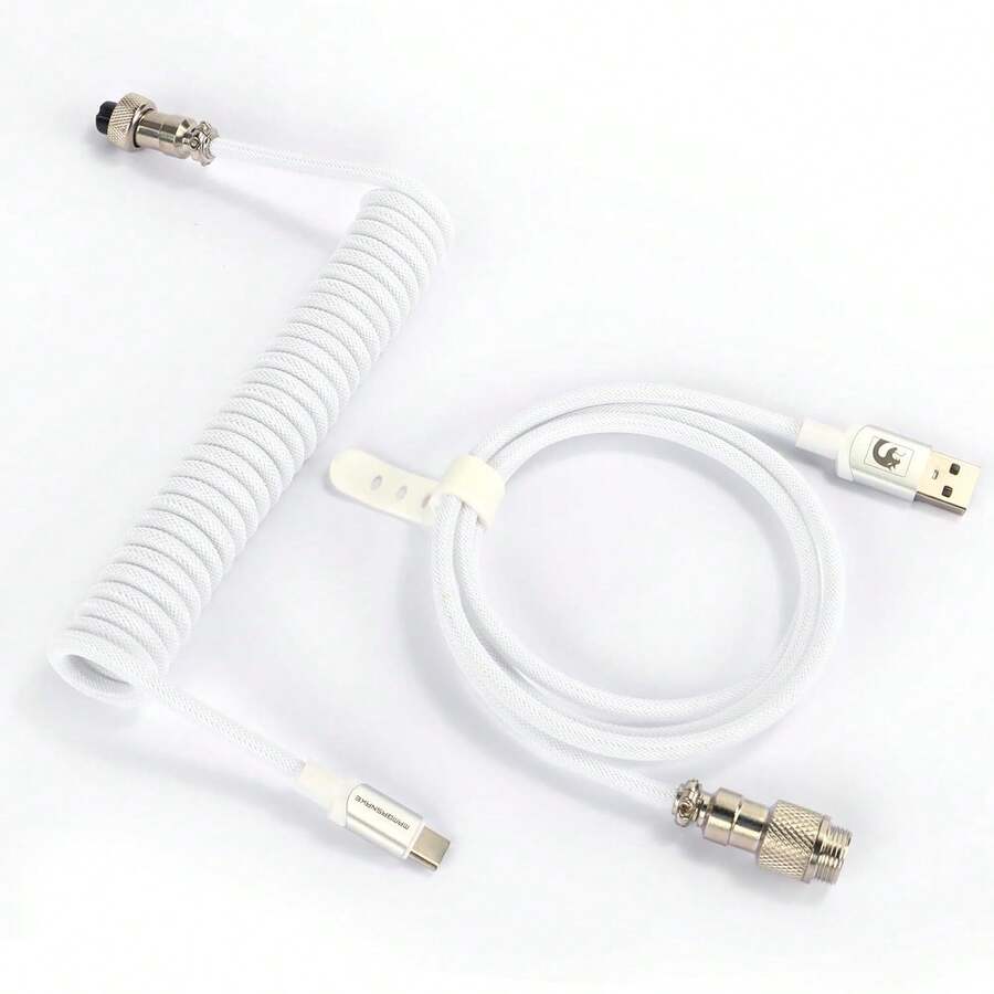 C01Pro Coiled USB C Cable For Gaming Keyboard,Nylon Braided Mechanical Keyboard Cable With Detachable Metal Aviator,Double-Sleeved,Pro Custom Type C Charging Keyboard Cable - 彩色 - 查看 1