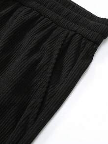 Spring & Autumn Men's Plus Size Corduroy Loose Straight Leg Pants, Solid Color Casual Street Style Sweatpants, Winter