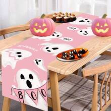 1 pezzo Runner da tavolo per Ognissanti lungo 180cm e largo 35cm, con motivo di zucche e fantasmi, decorazione per tavolo da pranzo di Ognissanti, decorazione per casa, dolcetto o scherzetto per Ognissanti, decorazione di Ognissanti felice, centrotavola
