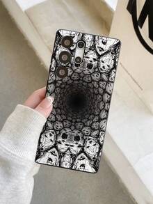 1pc Dark Gothic Style Full-Screen Ghost Face Painted Pattern, Black Matte Texture TPU Material Eye-Catching Anti-Drop Phone Case, Suitable As Gift For Boyfriend/Girlfriend, Compatible With Apple, Compatible With Samsung, OPPO, Vivo And Other Android Models - Multicolor - View 7