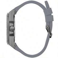 Guess Reloj de cuarzo para hombres Guess, movimiento de cuarzo, caja de acero inoxidable, correa de silicona. El reloj de puntero es resistente al agua hasta 100 metros y adecuado para uso diario y deportivo W1048G1