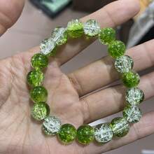 Fashionable Transparent Cracked Glass Bead Elastic Bracelet - Handmade Fashion Accessory,Wedding Anniversary,Birthday Gift,Christmas Gift - 綠色 - 查看 7