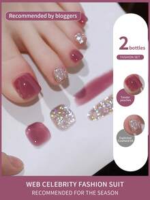 annies 10ml 夏季冰爽渗透裸足指甲油凝胶 2025 新款网红梅子色爆裂闪亮胶水混合双色套装 美甲 DIY 美甲 - 彩色 - 查看 4