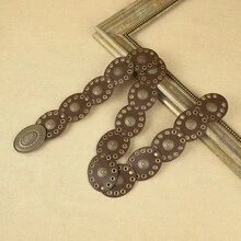 1 pieza Cinturón de mujer de PU con hebilla redonda para ojos hinchados, estilo bohemio de moda, adecuado para uso diario en verano, escuela en otoño, otoño y Halloween - Cafetería - Ver 5