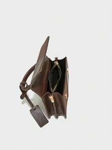 新款冬季时尚经典女士天鹅绒手提包，缝制面料设计，饰有标签和饼干狗吊坠，托特包，方形包，休闲百搭女士单肩包，配有长肩带，适合购物。也适合参加派对和约会。 - 查看 5