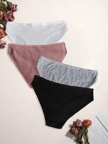 4条装女士纯色舒适三角裤 - 彩色 - 查看 3
