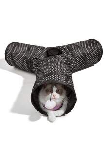 1个涤纶印花黑色波点猫隧道，宠物自娱玩具，小型宠物室内活动互动玩具 - 彩色 - 查看 7