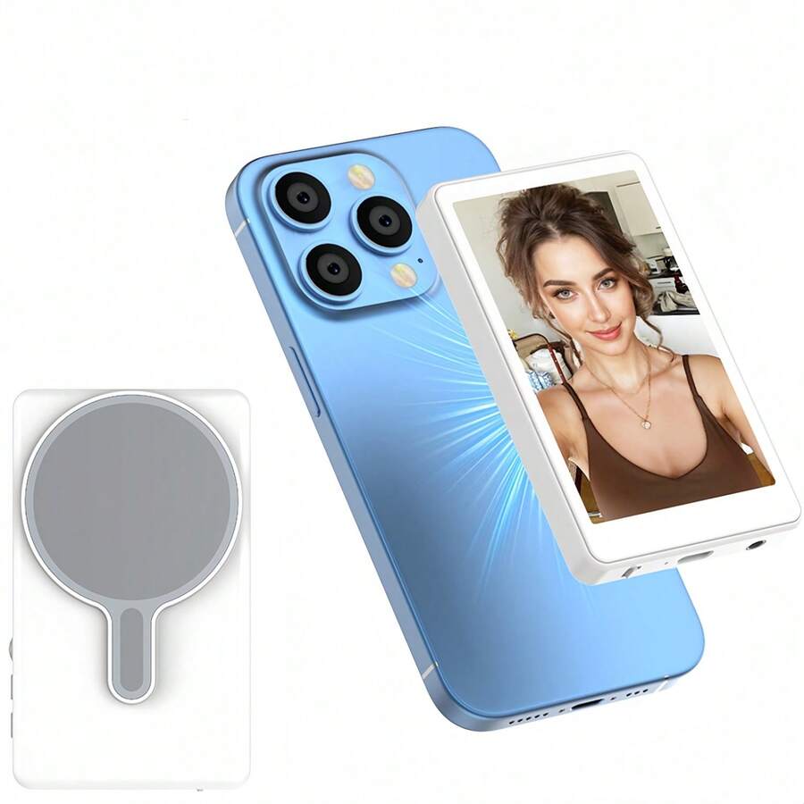 [Magnetic Vlog Monitor]Rechargeable Magnetic Phone Vlog Selfie Monitor Screen | 36V Dual Power (Battery/USB), Compatible With IOS And Android Phones | Suitable For Live Streaming, Content Creation, Selfie, Speaker Style (3.97 Inch)