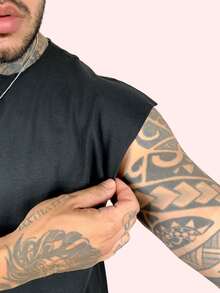 Kit 3 Tank Tops, Stylish Oversized Men's Macho T-Shirt, Bodybuilder, Father's Day - đen xám và xanh lá cây - Xem 5