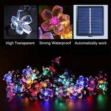 1pc Solar Powered Cherry Blossom String Lights - 20 LED/50 LED, Waterproof IP54, Multi-Color (White, Pink, Colorful), 8 Modes, 600mAh Ni-MH Battery Solar Panel, Suitable For Outdoor Garden, Yard, Patio And Tree Decoration, Garden Decor, Holiday Decoration