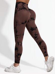 Women's Yoga Pants, Randomly Printed Seamless High Waisted Running, Fitness, And Sports Leggings
