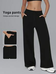 6pecil Pantaloni larghi da donna con tasche, pantaloni da yoga morbidi, pantaloni ampi in vita alta, pantaloni fluidi sportivi, pantaloni della tuta, abbigliamento invernale da donna