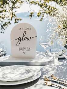 1pc/2pcs Oversized Arched Acrylic Wedding Signs "Bible" "Love Glow" "Guestbook" For Wedding Reception, Guest Book Table, Wedding Decor