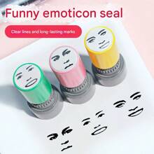 随机颜色印章盒 - 可爱有趣的黑色墨水印章 - 趣味印章 - 适合日常办公使用，可用作标签和指示印章 - 彩色 - 查看 2