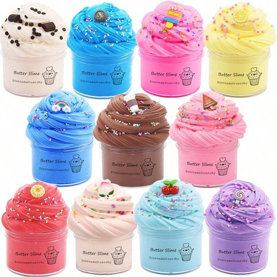 Butter Slime Kit 11 Pack Party Favors Kids, Colorful Stress Relief Toy ...