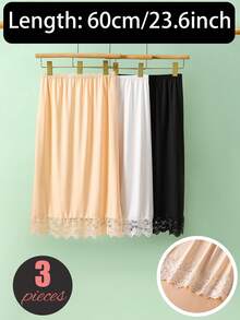 3件/2件/1件 包臀内衬裙 打底裙 防走光裙 多色 纯色 春夏款 防透防走光 中长裙 内衬裙 蕾丝底 防静电半裙 松紧腰带 适合偏胖女生 适合日常穿着 - 彩色 - 查看 35