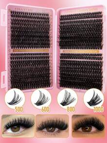 648/666/720套D型卷翘大容量睫毛套装，簇状睫毛。规格有10D+20D+30D+40D/30D+40D+50D+60D/50D+60D+80D+100D。套装提供多种不同组合，簇状睫毛长度从10毫米到16毫米不等，自然柔软。套装包含睫毛胶水、粘合剂和密封胶、睫毛簇状套装、睫毛、假睫毛。 - 粉色 - 查看 16