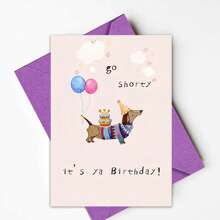 1pc Fun Dachshund Birthday Cards - Dachshund Designed For All Ages - Cartoon Animal Greetings, Greeting Cards With Brown Paper Envelopes - Grey - View 13