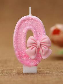 1pc Shiny Pink Bow Birthday Candle, Numbered Candles 0-9, With Pink Bow Decor Cake Topper Set, Suitable For Birthday Celebration, Graduation Anniversary Party, Back To School DIY, Valentine's Day Anniversary, Graduation Party And More - Multicolor - View 15